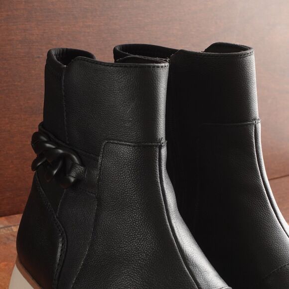 Clarks Boots Womens SZ 9M Black Zylah Rose Wedge Ankle Leather Side Zip Comfort - Picture 5 of 14